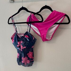 SHEIN Pink and Blue Floral Swim Set
